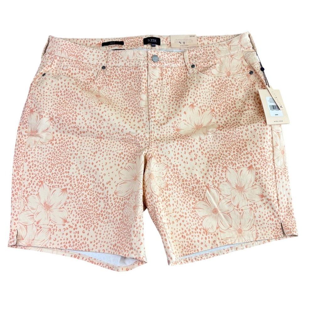 NYDJ Not Your Daughters Jeans 20W Peach Ella Floral‎ Animal Shorts Lift Tuck NWT